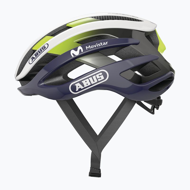 Casco da bicicletta ABUS AirBreaker Movistar Team 24 blu/giallo/bianco