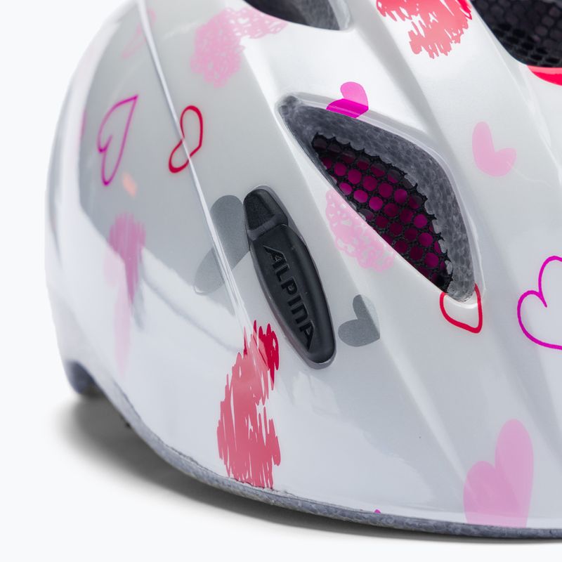 Casco da bici Alpina per bambini Ximo, cuori bianchi 7