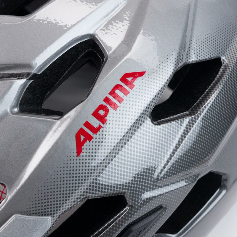 Alpina Anzana argento scuro/nero/rosso lucido casco da bici 5
