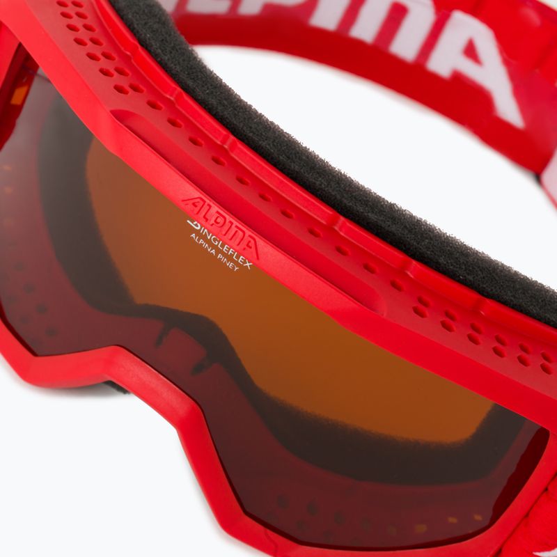 Occhiali da sci Alpina Piney rosso opaco/arancione per bambini 5