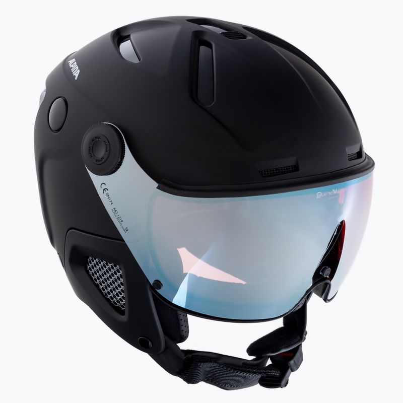 Casco da sci Alpina Attelas Visor QVM nero opaco/argento