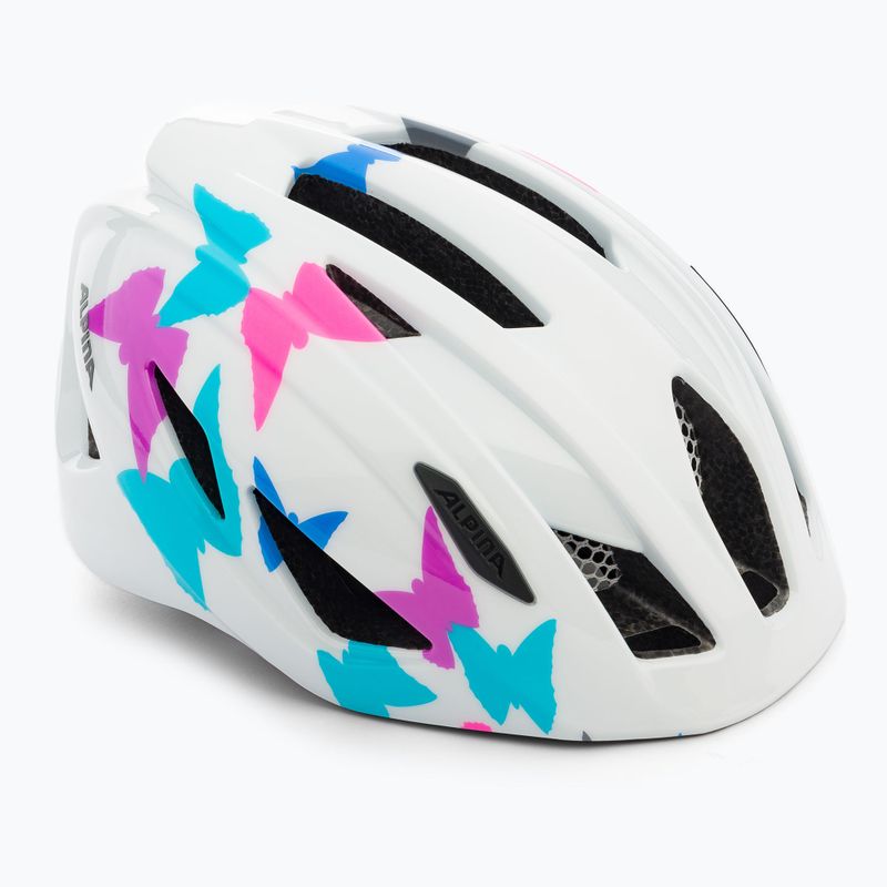 Casco da bici per bambini Alpina Pico bianco perla farfalle lucide