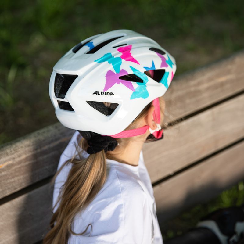 Casco da bici per bambini Alpina Pico bianco perla farfalle lucide 9