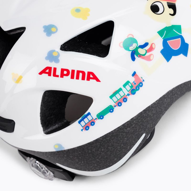 Casco da bici Alpina per bambini Ximo orso bianco lucido 7