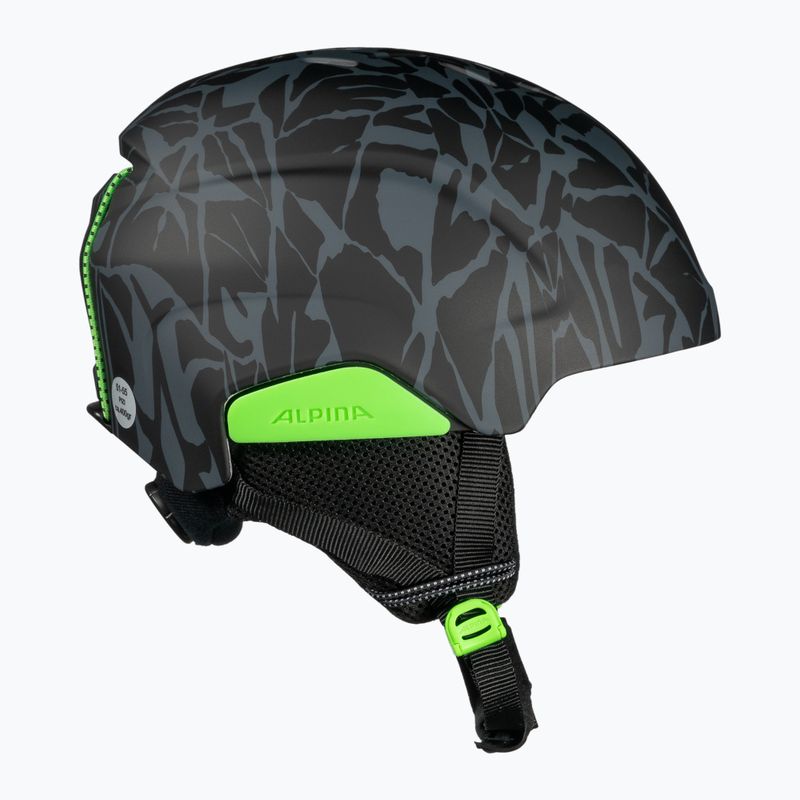 Casco da sci Alpina Pizi per bambini nero/verde camo opaco 4