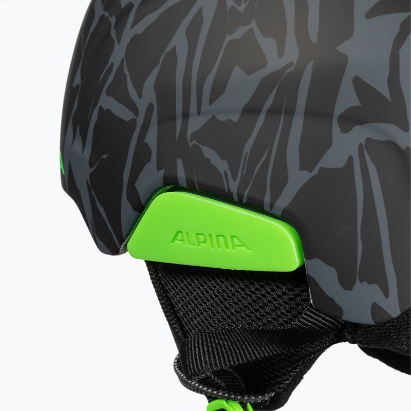 Casco da sci Alpina Pizi per bambini nero/verde camo opaco 8