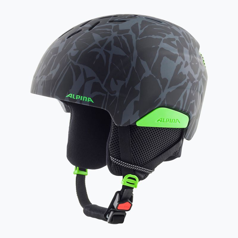 Casco da sci Alpina Pizi per bambini nero/verde camo opaco 10