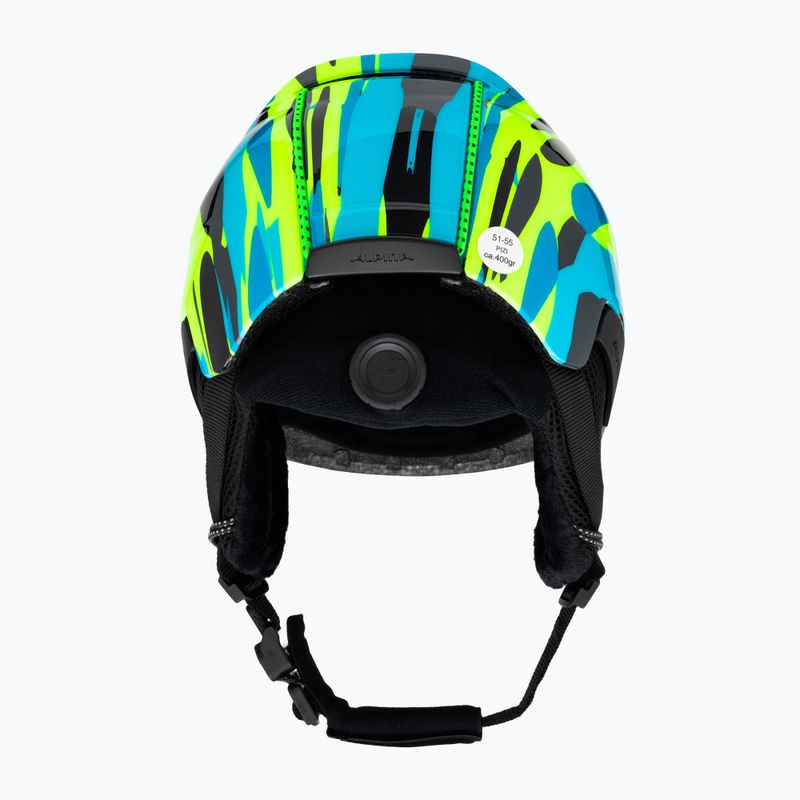 Casco da sci Alpina Pizi per bambini blu neon/verde lucido 3