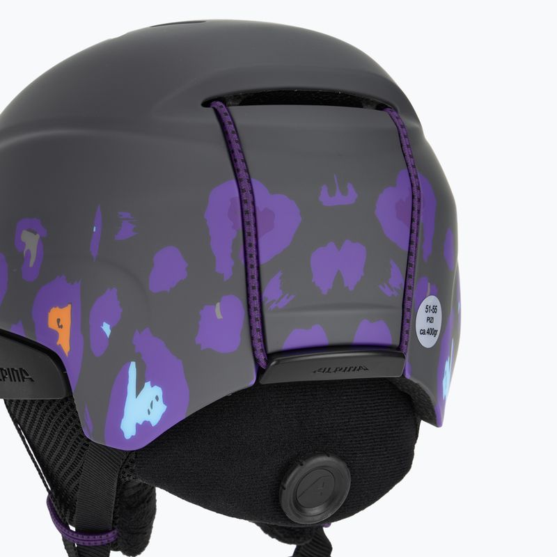Casco da sci Alpina Pizi mezzanotte/grigio leo opaco per bambini 8