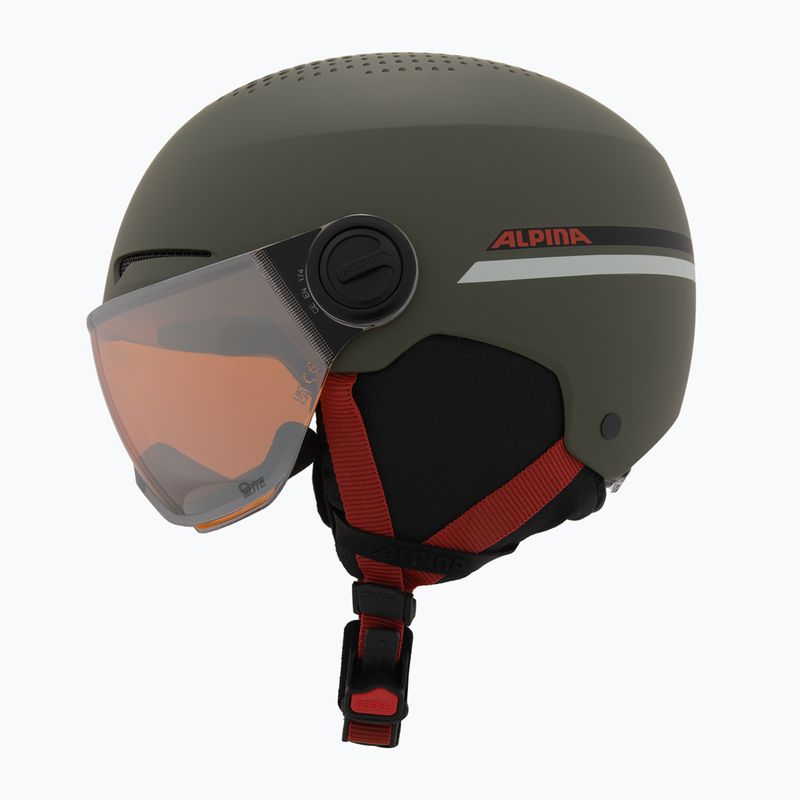 Casco da sci Alpina per bambini Zupo Visor Q-Lite oliva/rosso opaco 3