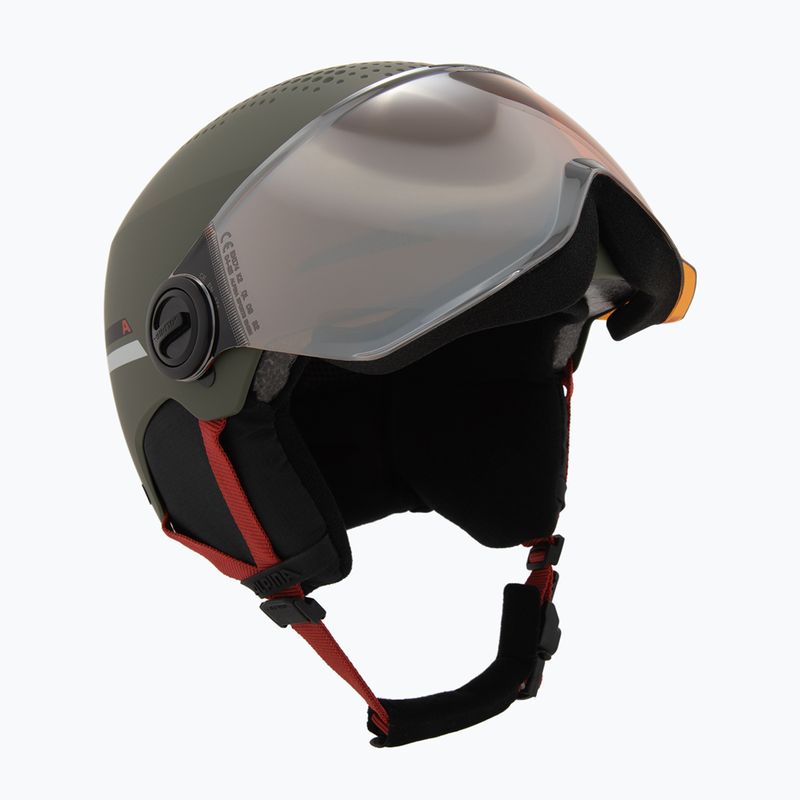 Casco da sci Alpina per bambini Zupo Visor Q-Lite oliva/rosso opaco 10