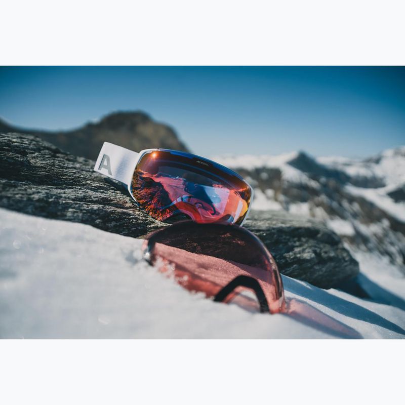 Maschera da sci Alpina Falera Mag Q-Lite white matt/red/pink 7