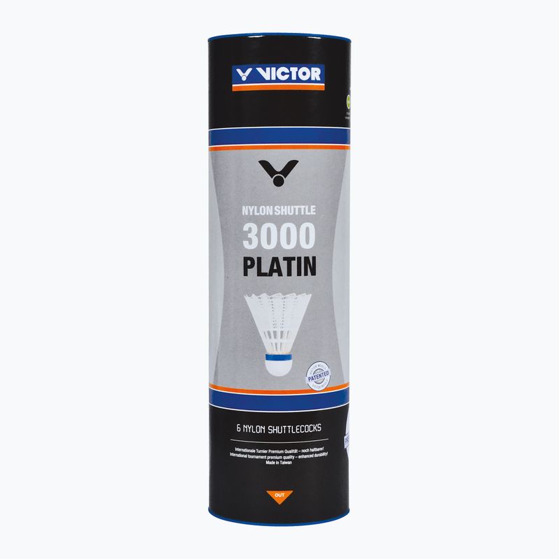 Volano da badminton VICTOR Nylon Shuttle 3000 slow 6 pezzi bianco. 3