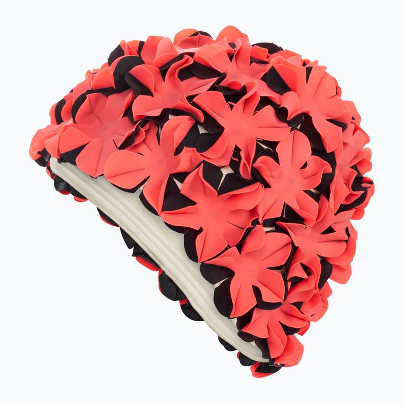 Cuffia da nuoto da donna Fashy Flowers rosso/nero