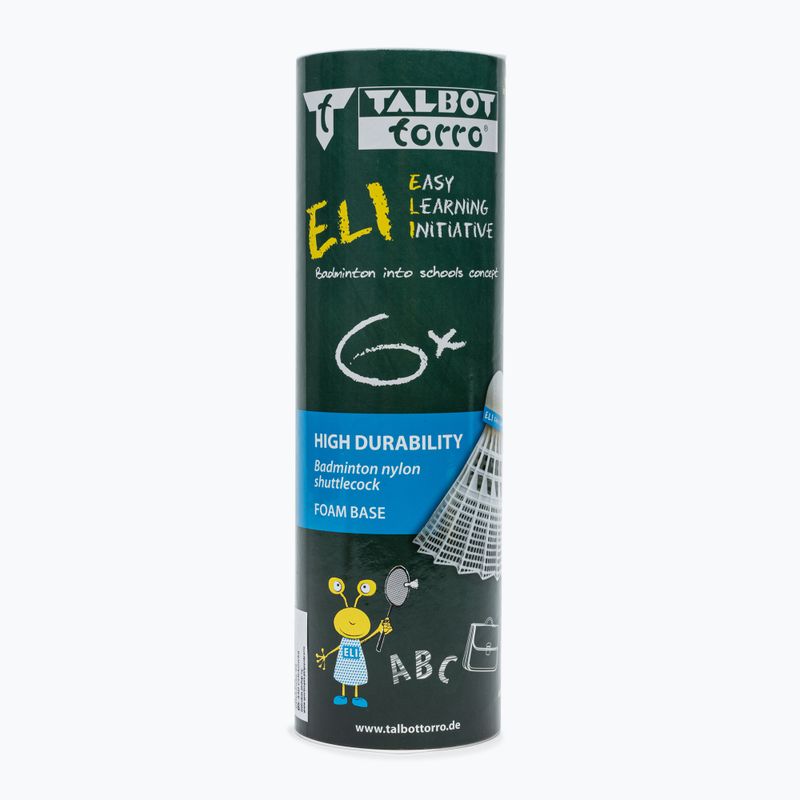 Talbot-Torro Eli freccette da badminton 6 pezzi bianco.