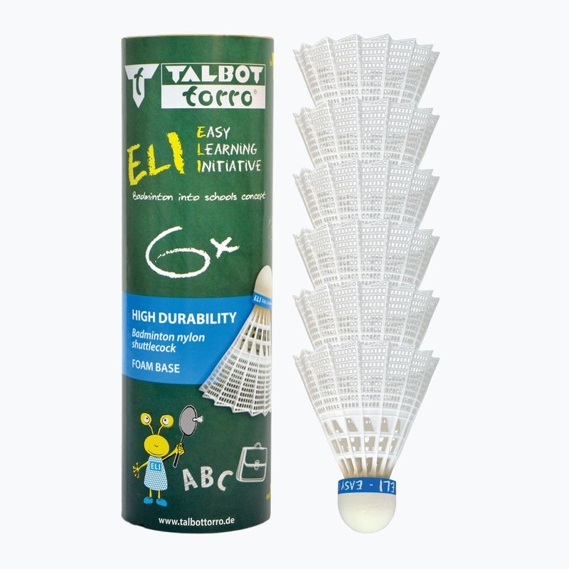 Talbot-Torro Eli freccette da badminton 6 pezzi bianco. 3