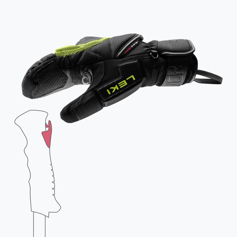 Guanti da sci uomo LEKI WCR Coach 3D Mitt black/ice lemon 8