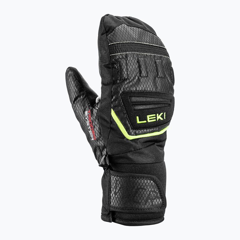 LEKI WCR Team 3D Guanti da sci per bambini Junior Mitt nero/limone ghiaccio 8