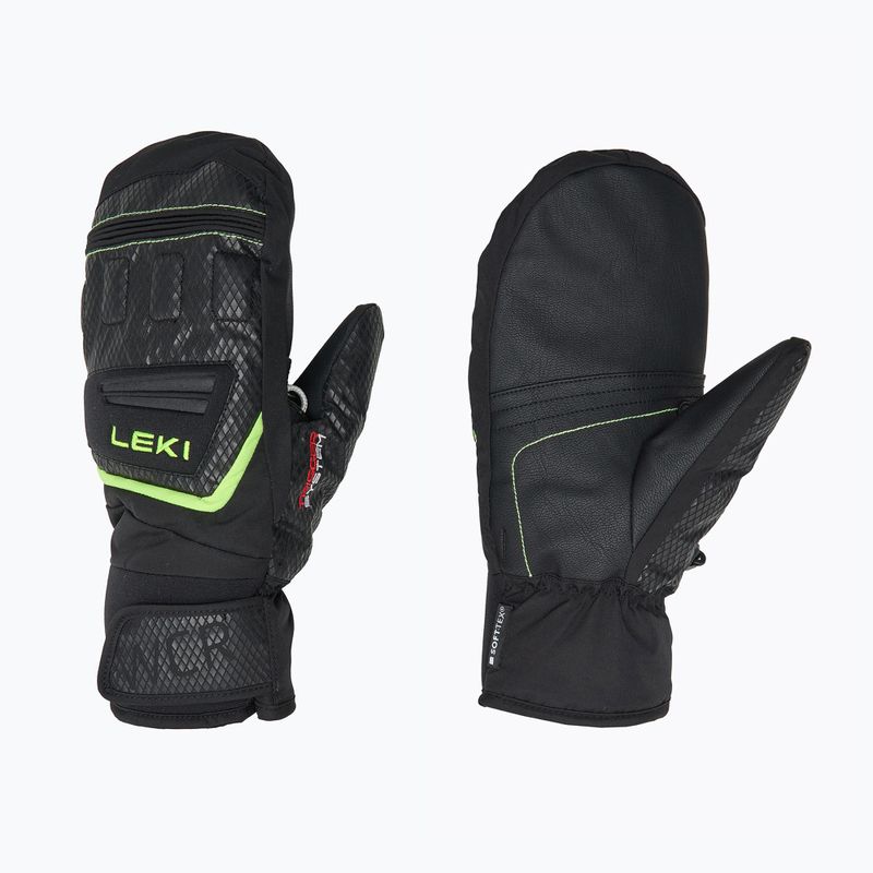 LEKI WCR Team 3D Guanti da sci per bambini Junior Mitt nero/limone ghiaccio