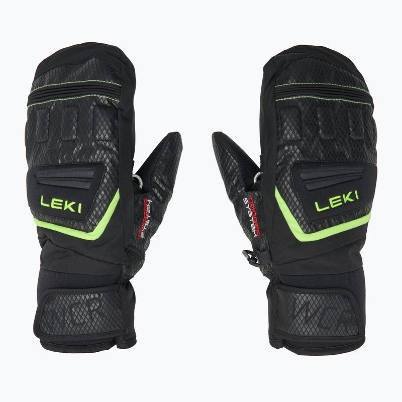 LEKI WCR Team 3D Guanti da sci per bambini Junior Mitt nero/limone ghiaccio 4