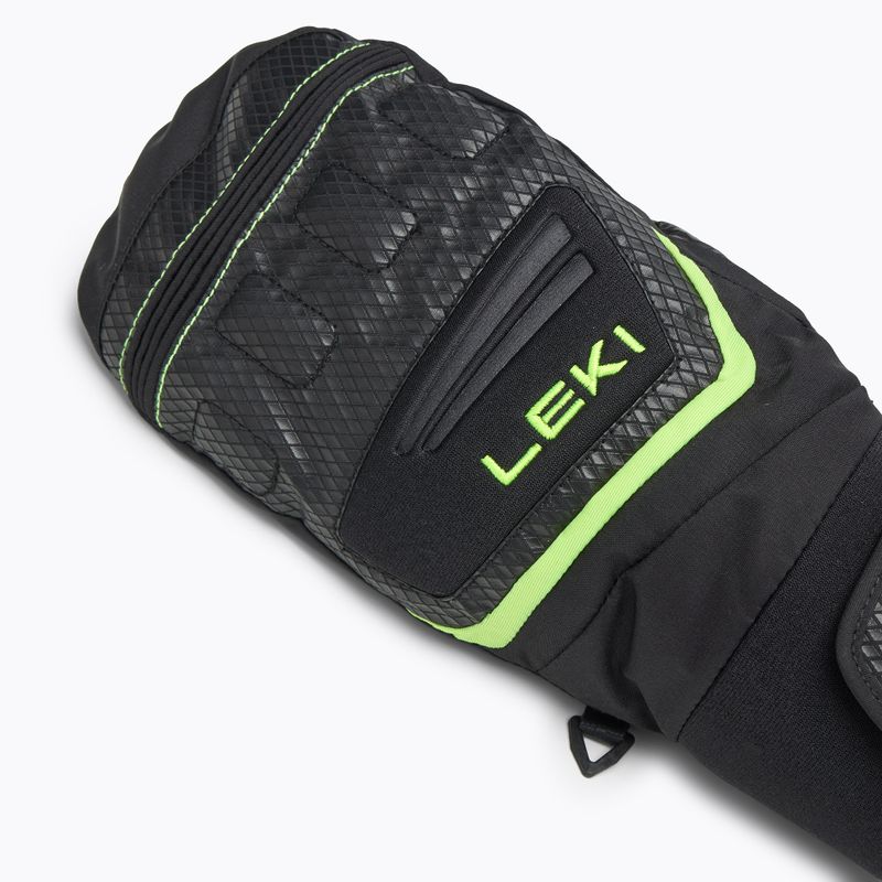 LEKI WCR Team 3D Guanti da sci per bambini Junior Mitt nero/limone ghiaccio 5