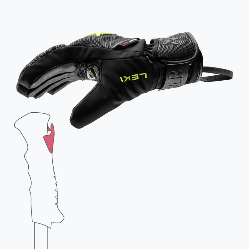 Guanti da sci junior LEKI WCR C-Tech 3D Junior black/ice lemon 7