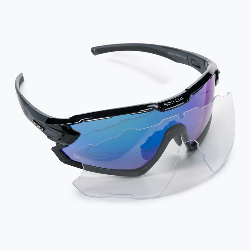 Occhiali da sole CASCO SX-34 Carbonic nero/blu specchiato 6