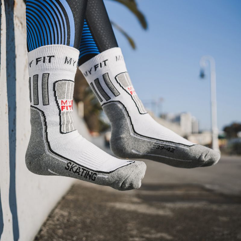 Calze da pattinaggio Powerslide MyFit bianco/grigio 7