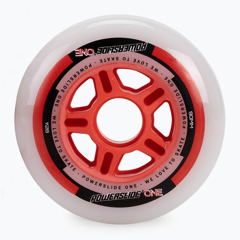 Powerslide PS One Distanziali/Cuscinetti 90 mm/82A 8 pezzi ruote rollerblade rosse con cuscinetti.