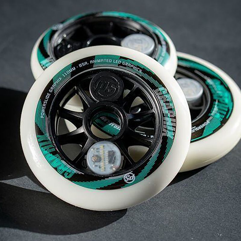 Powerslide Graphix LED Skate Wheel 100 Right 100 mm/85A bianco/nero 3