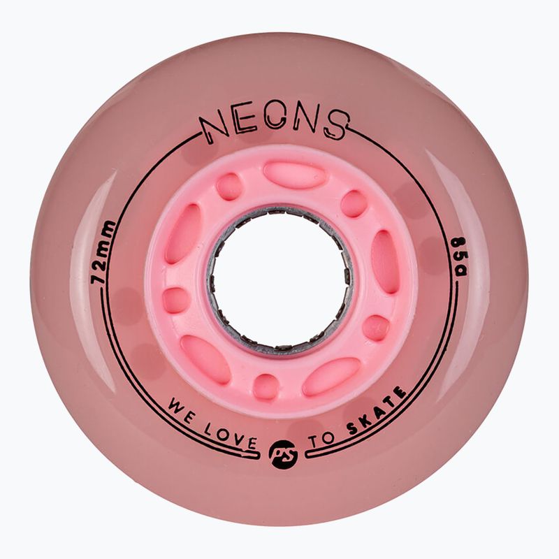 Ruote per pattini in linea Powerslide Neons LED 72 mm/85 A 4 pcs. rose