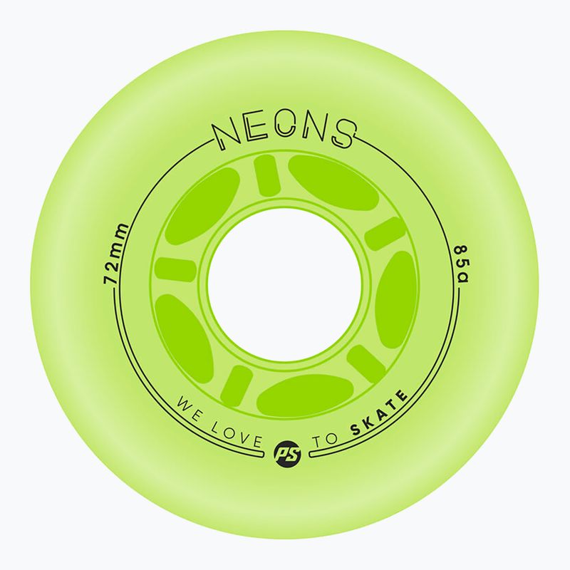 Ruote per pattini in linea Powerslide Neons LED 72 mm/85A 4 pcs. green
