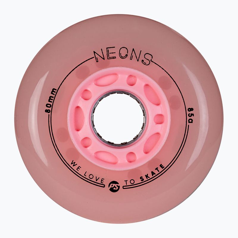 Ruote per pattini in linea Powerslide Neons LED 80 mm/85A 4 pcs. rose