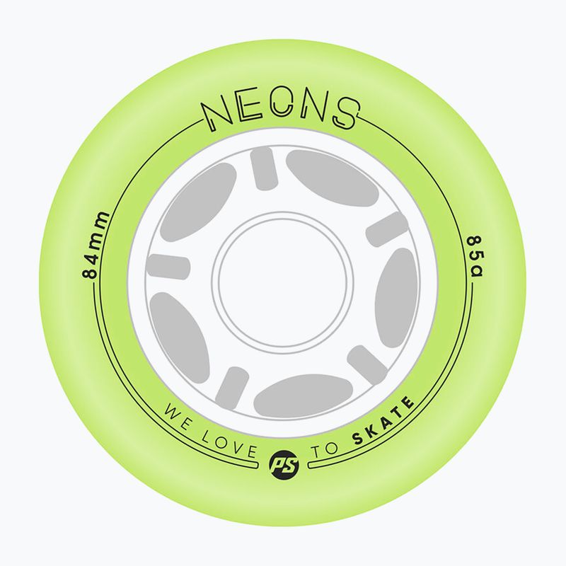 Ruote per pattini in linea Powerslide Neons LED 84 mm/85A 4 pcs. green