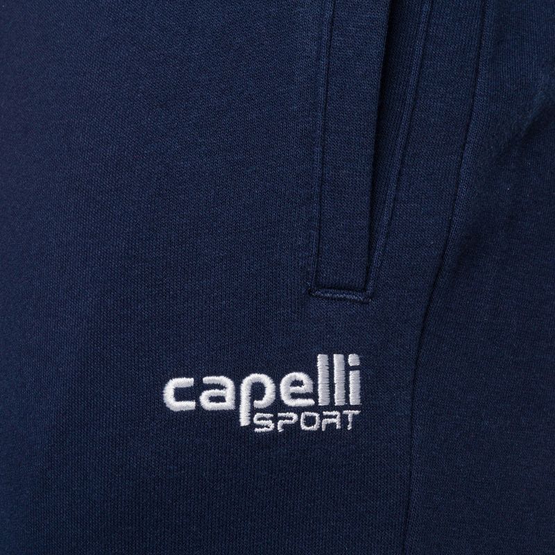 Pantaloni da calcio Capelli Basics Adult Tapered French Terry da uomo, blu/bianco 3