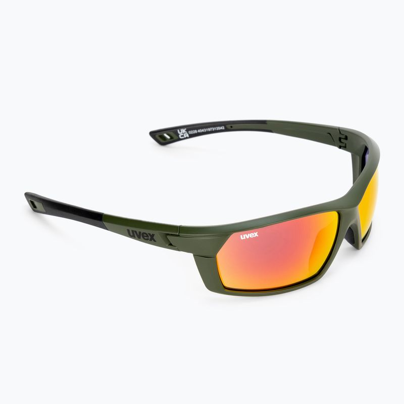 Occhiali da sole UVEX Sportstyle 225 verde oliva opaco/argento specchiato