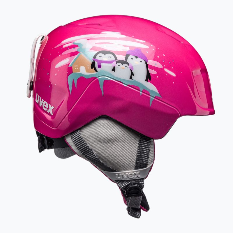 Casco da sci per bambini UVEX Manic pink penguin 4