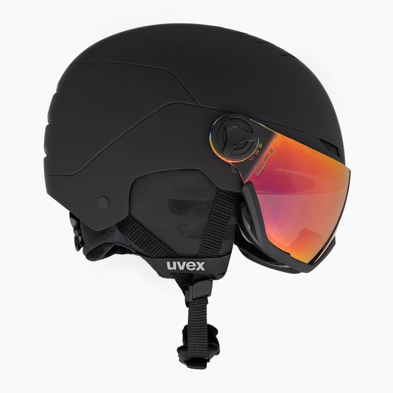 Casco da sci UVEX Wanted Visor nero opaco/rosso specchiato fumo 3