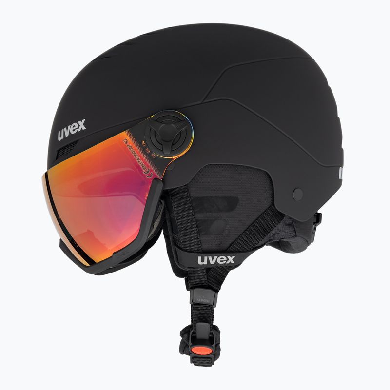 Casco da sci UVEX Wanted Visor nero opaco/rosso specchiato fumo 4