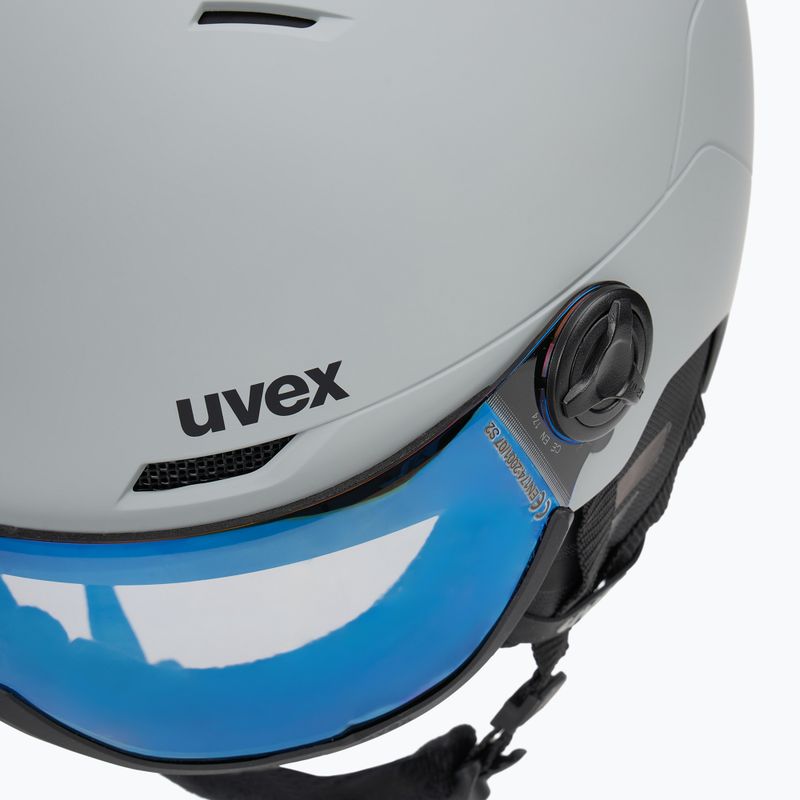 Casco da sci UVEX Wanted Visor rhino matt/mirror blue/smoke 8