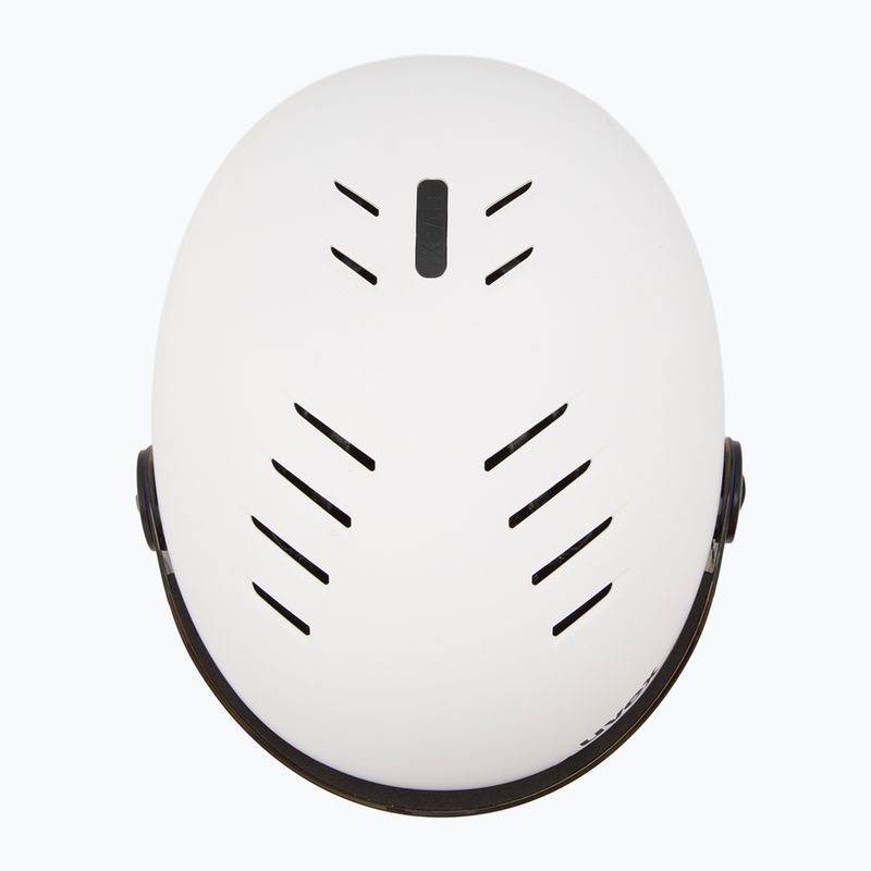 Casco da sci per bambini UVEX Rocket Visor Jr white/black matt/mirror blue/smoke 6