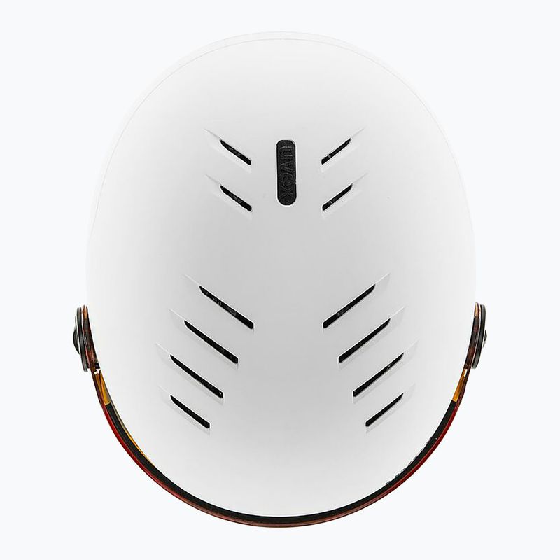 Casco da sci per bambini UVEX Rocket Visor Jr white/black matt/mirror blue/smoke 5