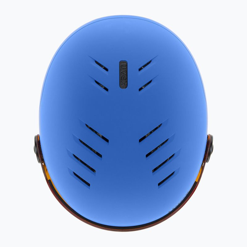 Casco da sci per bambini UVEX Rocket Visor Jr blu opaco/blu specchio/fumo 4