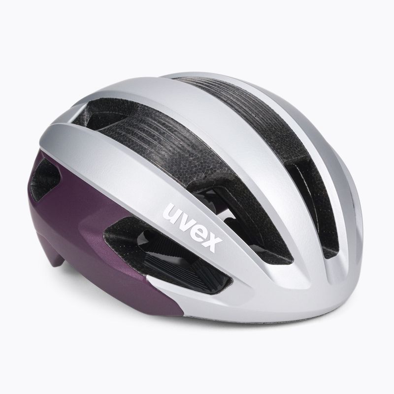 Casco da bicicletta da donna UVEX Rise CC WE argento prugna noi