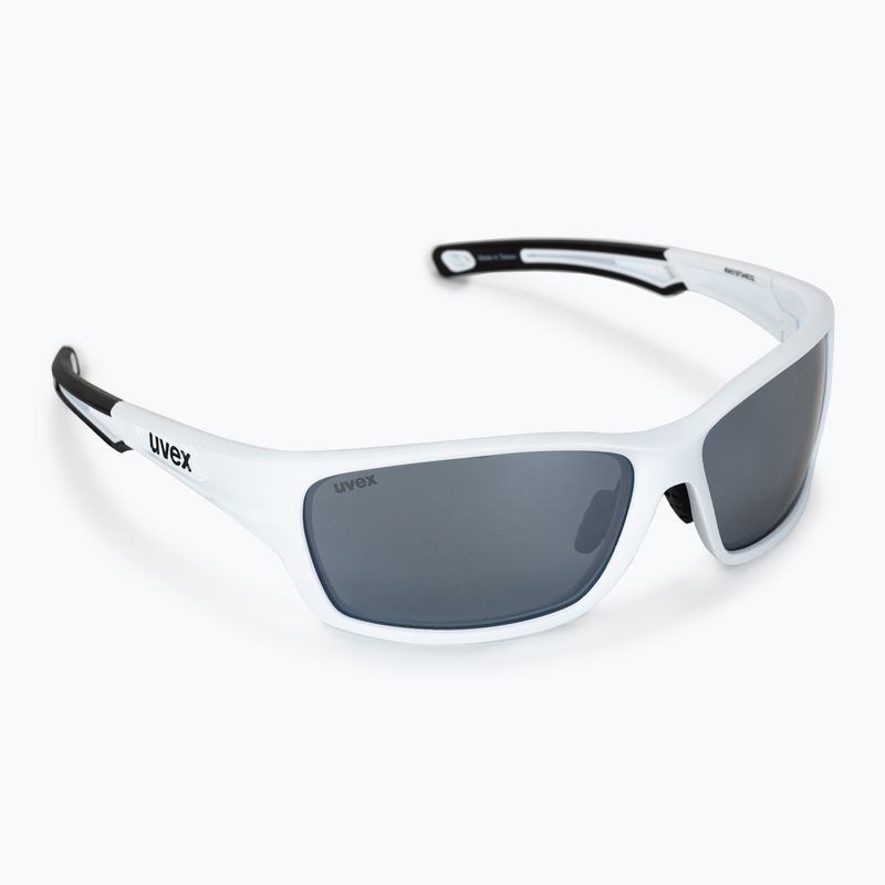 Occhiali da sole UVEX Sportstyle 232 P bianco opaco/polietilene specchiato argento