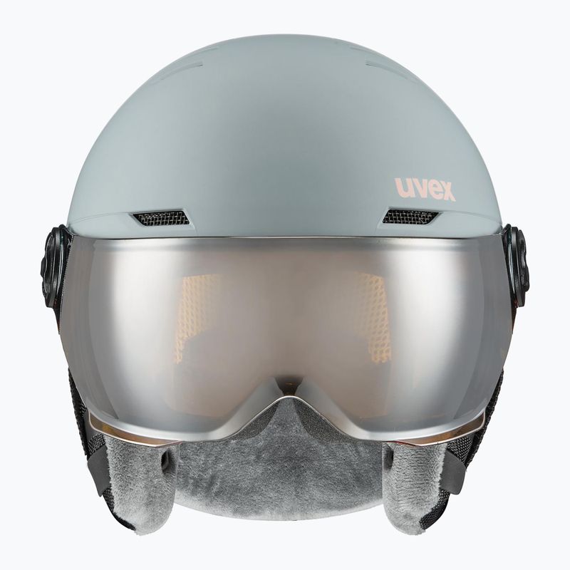Casco da sci per bambini UVEX Rocket Visor Jr rhino/blush matt/mirror silver/lasergold lite 2