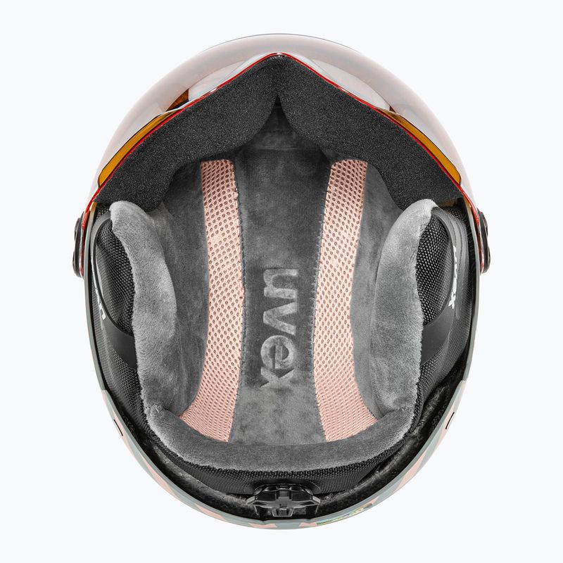 Casco da sci per bambini UVEX Rocket Visor Jr rhino/blush matt/mirror silver/lasergold lite 4