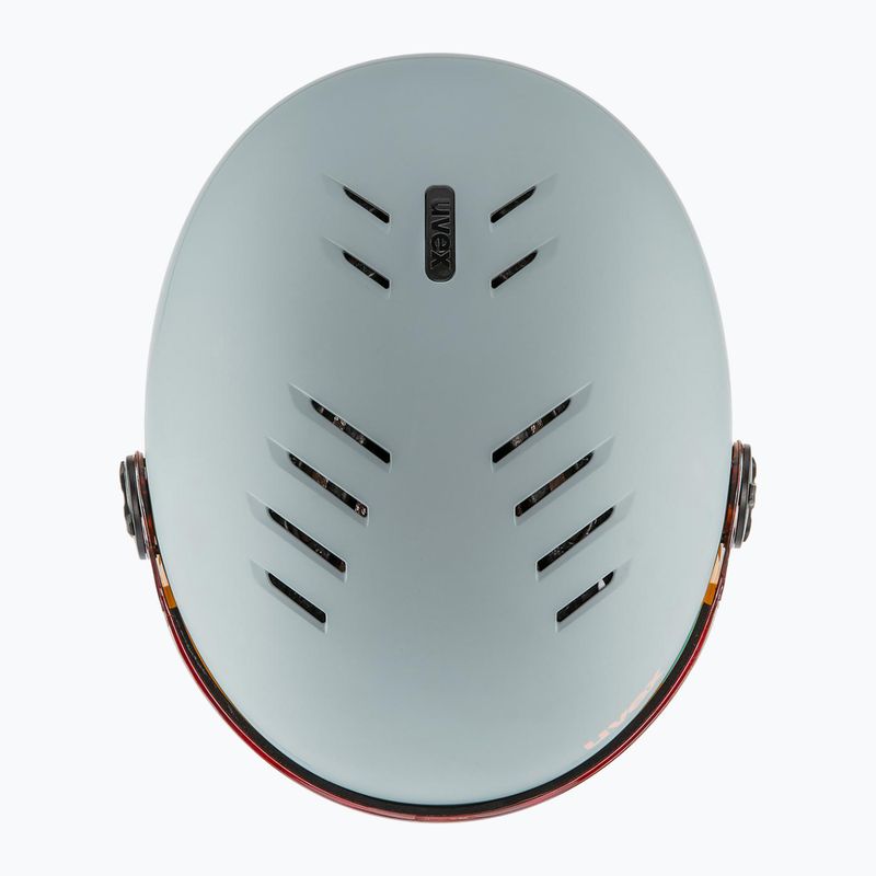 Casco da sci per bambini UVEX Rocket Visor Jr rhino/blush matt/mirror silver/lasergold lite 5