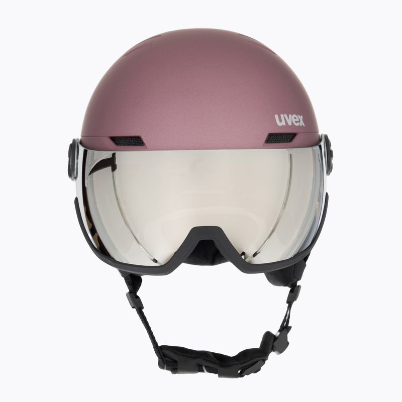 Casco da sci UVEX Wanted Visor rovo rosa antico opaco/specchio argento fumo 2