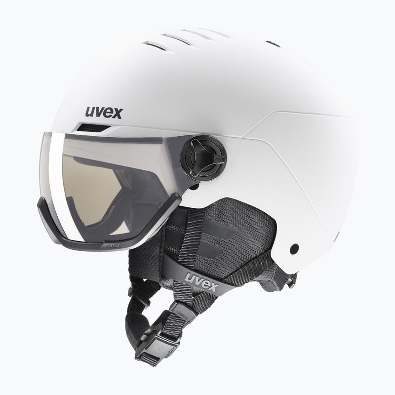 Casco da sci UVEX Wanted Visor Pro V bianco opaco/variomatc fumo 6